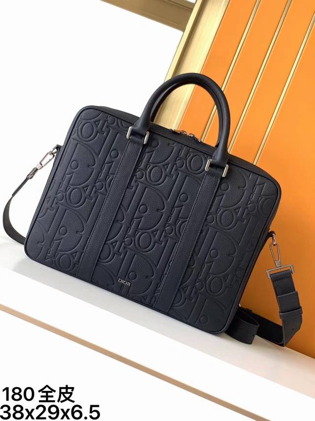 Briefcase, Model: 180# Full Leather Embossed, Top-Quality Original Authentic Ca