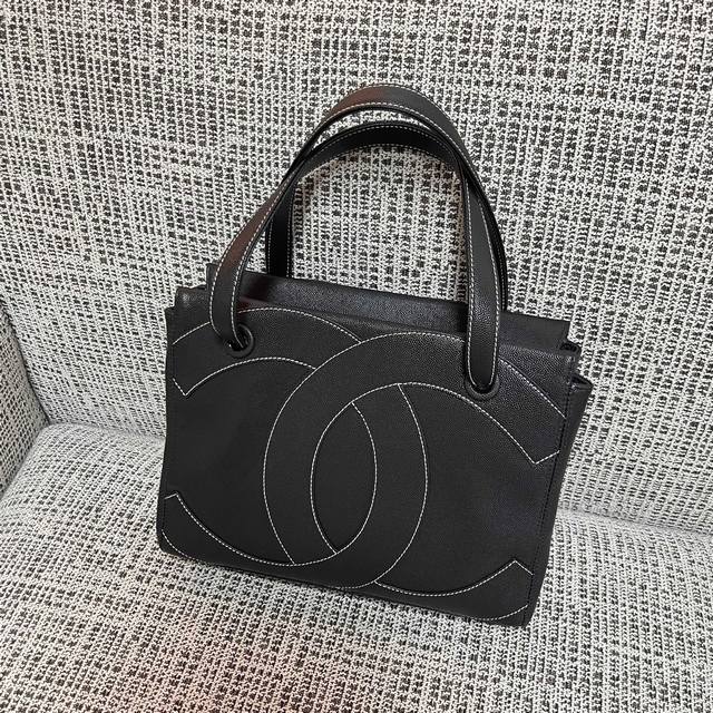 Chanel Vintage Double C Tote Bag with Exterior Stitching Dimensions: 29X10X23Cm