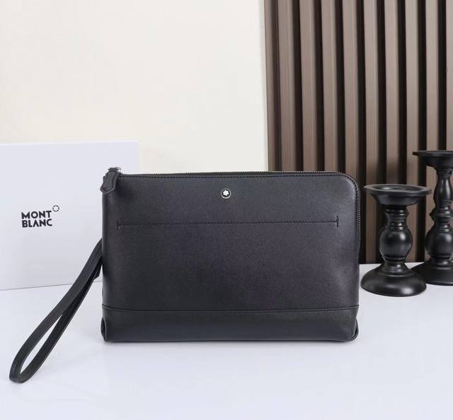 Montblanc Soft Leather Clutch Bag, Classic Black Model: Mb131239# Material: Pure