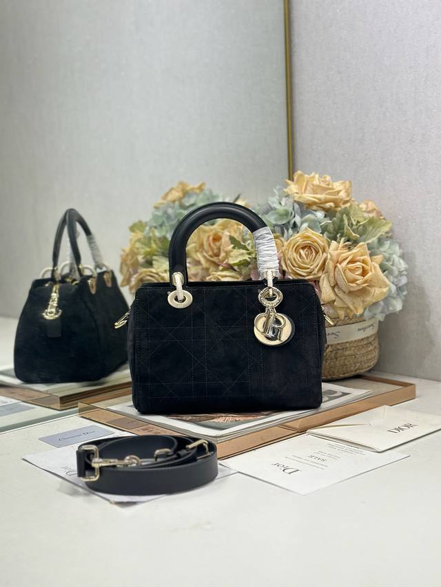 Authentic, High-Quality Lady Dior New Small Black Velvet Handbag. The Lady Dior