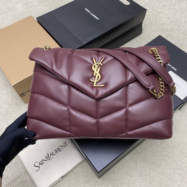 Original Leather Maroon Lambskin Large Quilted Lambskin Bag, made of original ge