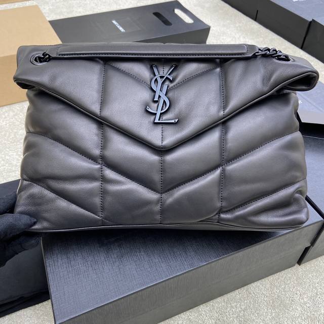 Original Leather Black Lambskin Large Quilted Lambskin Bag, made from genuine o