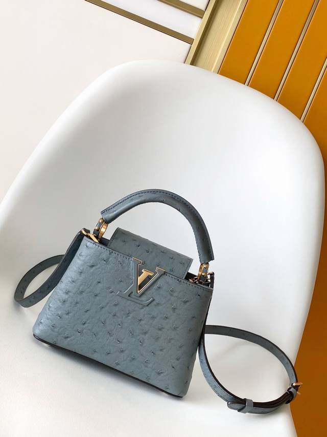 N87312 Ostrich-patterned premium original leather with dynamic chip. This Capuci