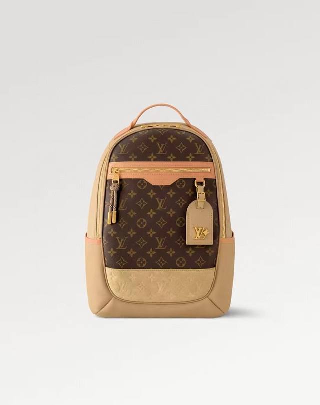 pM12624 Monogram Brown Color Block Original Outdoor Backpack. Made of suede-text