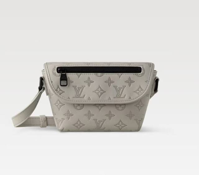 pM14794 This original grey "Pulse" mini handbag is made of Monogram Shadow embos