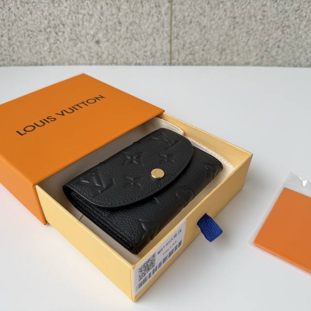 Top-tier original M81455 black Rosalie coin purse is crafted from Monogram Empre