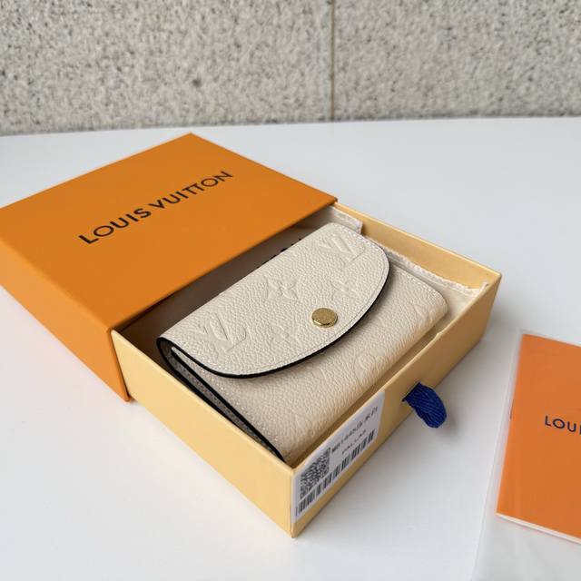 Top-tier original M81445 white Rosalie coin purse is crafted from Monogram Empre