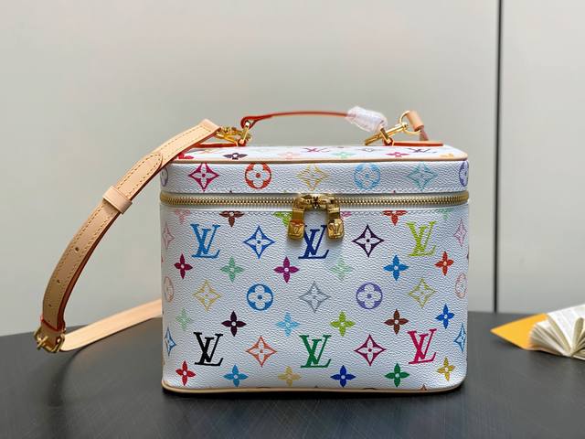 Factory Price p Top-Tier Original M28340 White Takashi Murakami Makeup Bag Nice