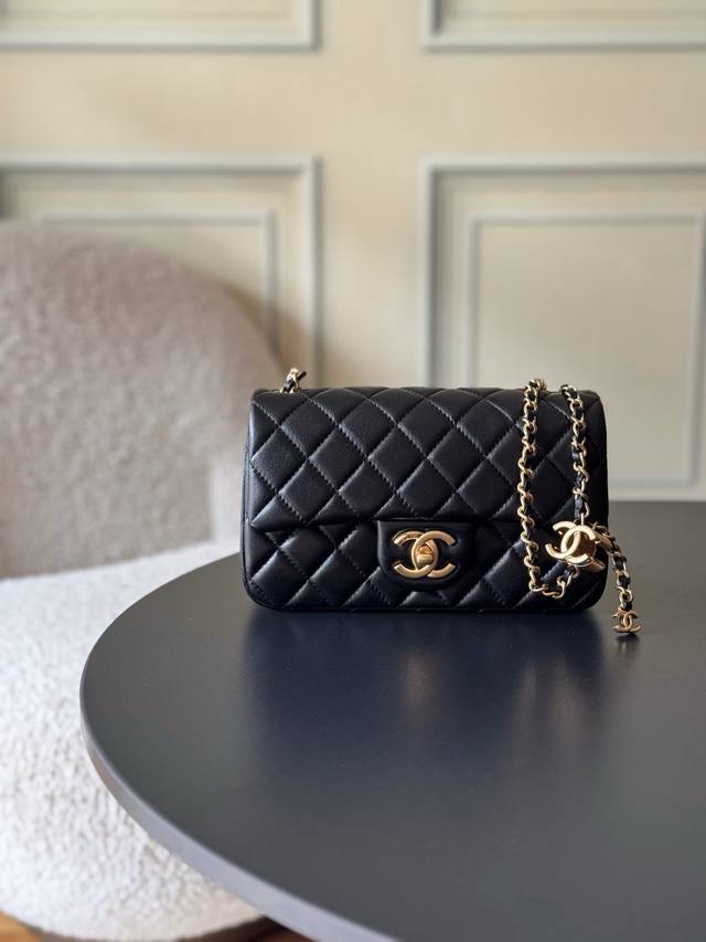 Double Logo Mini 20Cm Ohanel25B Double C Adjustable Buckle Square Fat Bag, a ret