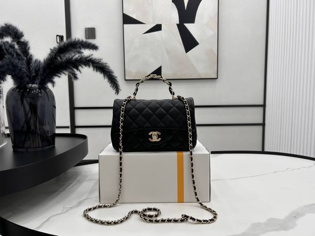 As2431 Chanel 23K New Handle CF Mini Lambskin Leather: The sheen and texture of