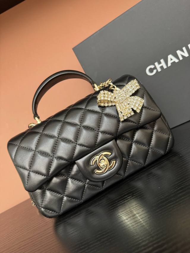 25K Butterfly Diamond Handle Model CF Mini As 2431 Black Lambskin Exclusive Back