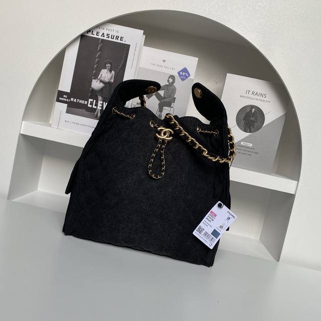 Chane125C Runway Hobo Bag As5311. Unique design style, denim with gold metal acc