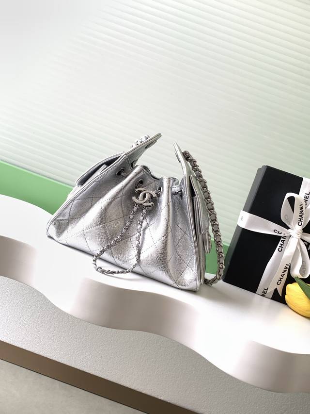 25p Mini Chanel Hobo Shoulder Bag, Hippie Style, Small Size, Vintage Gold Coin B