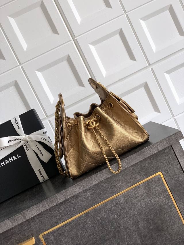 5631 Rose Gold Fan Size Gold Ohanel 26C Caviar Leather New Hippie Glossy Black a