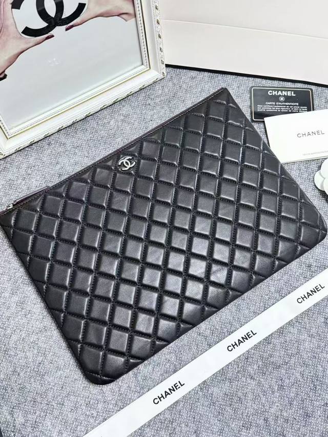 Special Price Chanel Classic Quilted Clutch Bag, Imported Lambskin, Silver Hardw