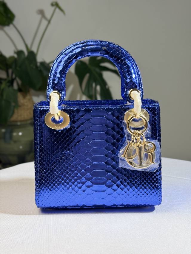 In Stock Lady Dior Three-Compartment Imported Python Skin A little