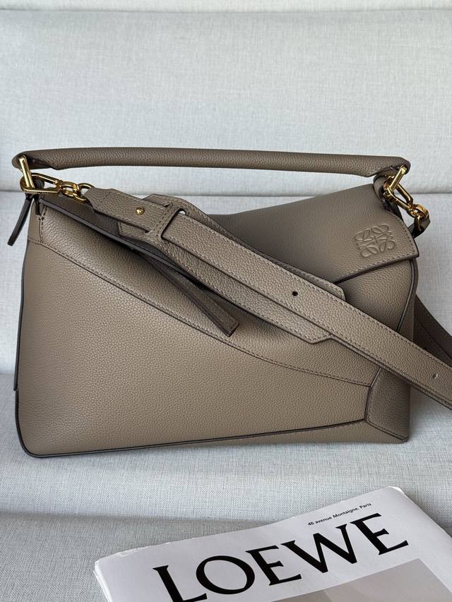 Original Leather Puzzle Handbag 3002B Light Grey Brown. Medium (29cm). The Puzzl