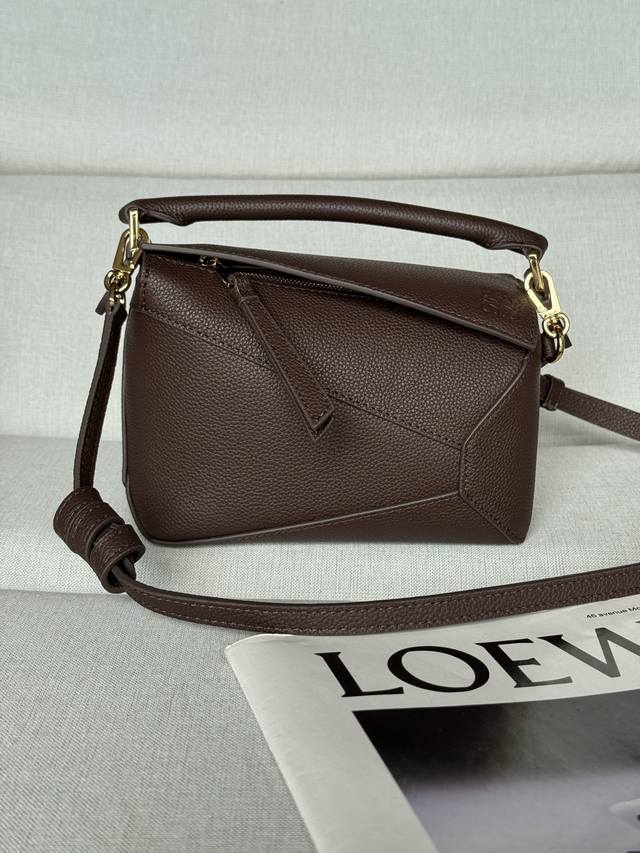 Original Leather Puzzle Edge Brown Handbag Latest Version with Adjustable Shoul