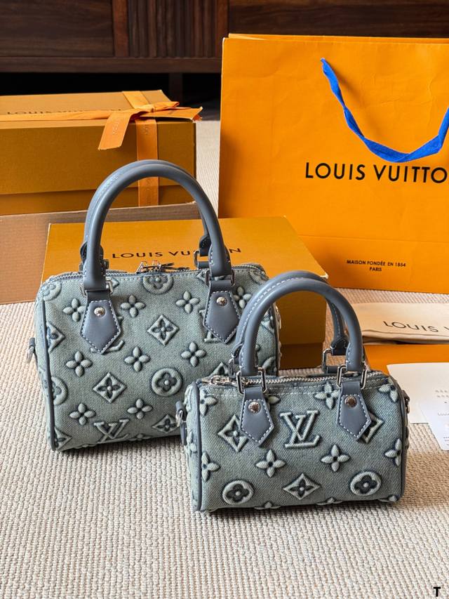 p LV Denim Pillow Bag. Featuring the classic Monogram print and light blue denim