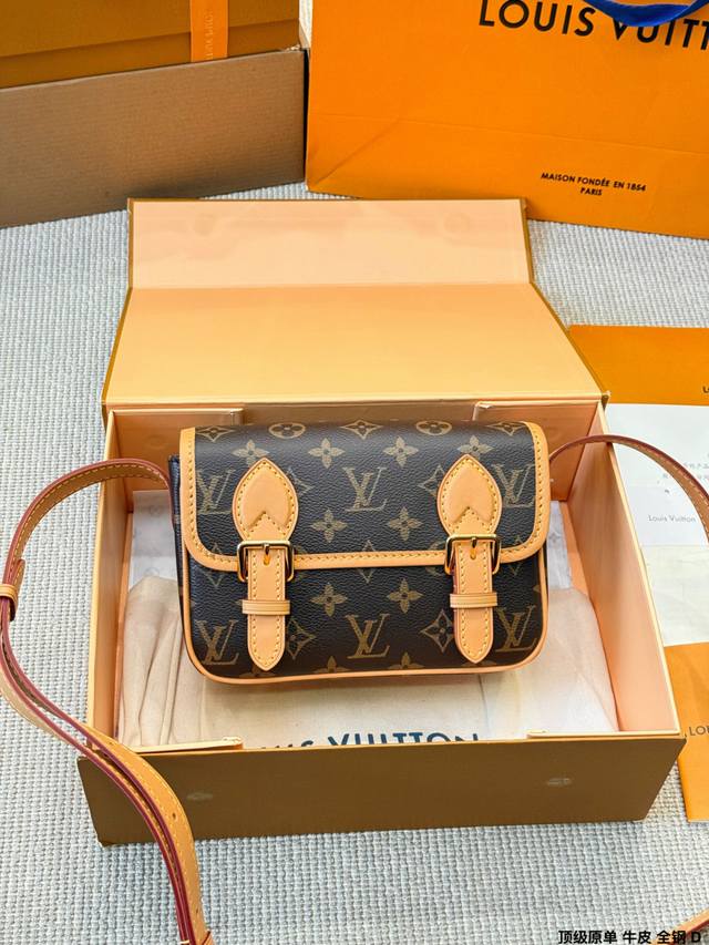 Top-quality original single-piece cowhide and steel LV Satchel mini messenger ba