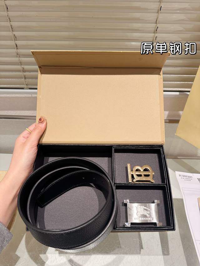 Double-headed steel buckle High-quality version! Burberry leather belt - the mos