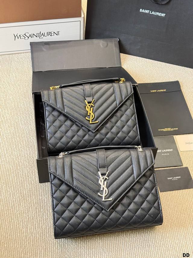 YSL Envelope Envelope Bag The YSL Envelope black and gold envelope bag features