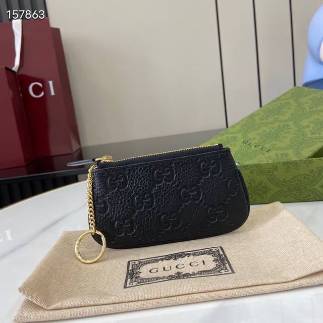 Top-of-the-line new Gg Emblem series ultra-soft lychee embossed full leather coi