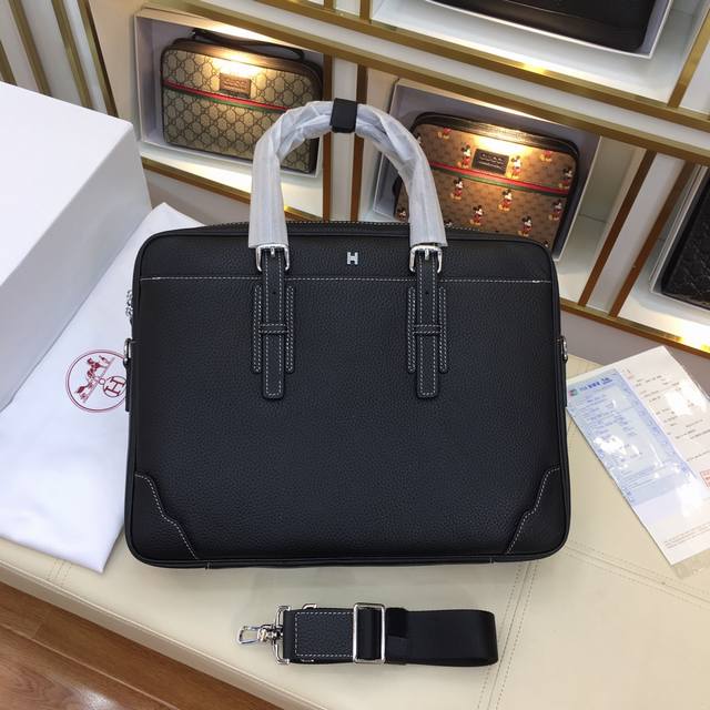 Original Hermes bag, genuine new style: High-end men's casual briefcase, same s