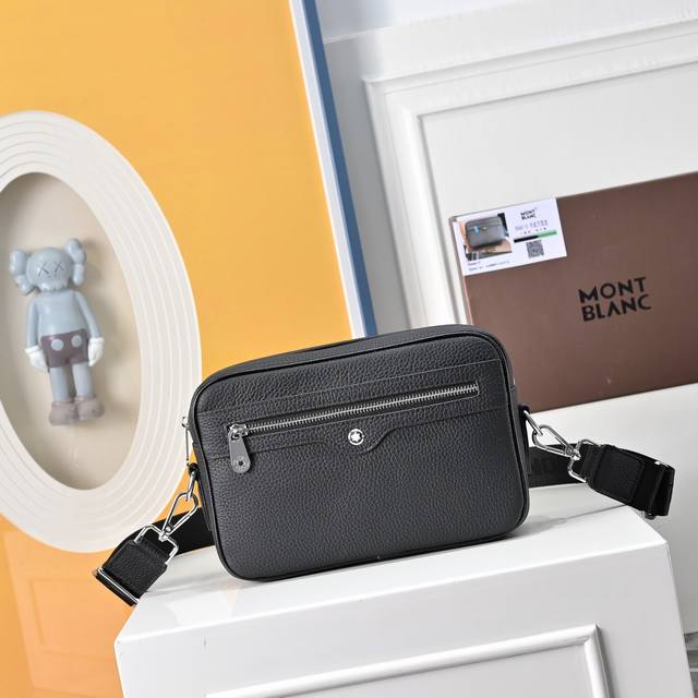 Montblanc Embossed Leather Messenger Bag, Shoulder/Crossbody Bag, Classic and V