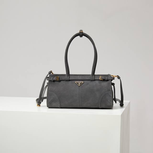 Premium Original Lussolf Suede 1Ba426 Charcoal Gray Suede This handbag/crossbody