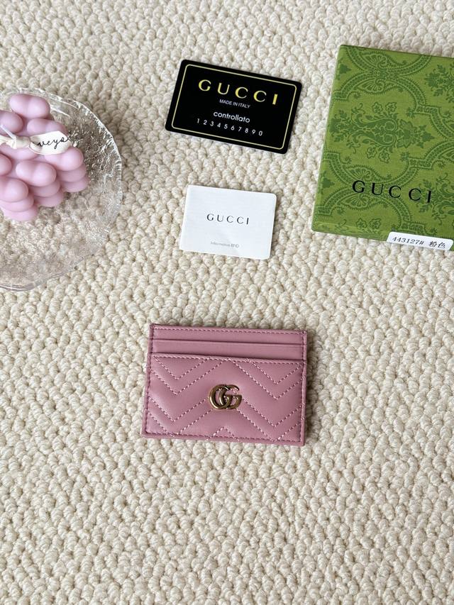 Gucci Leather Mini Card Holder - Real Product Photos! Double G wave pattern, vin