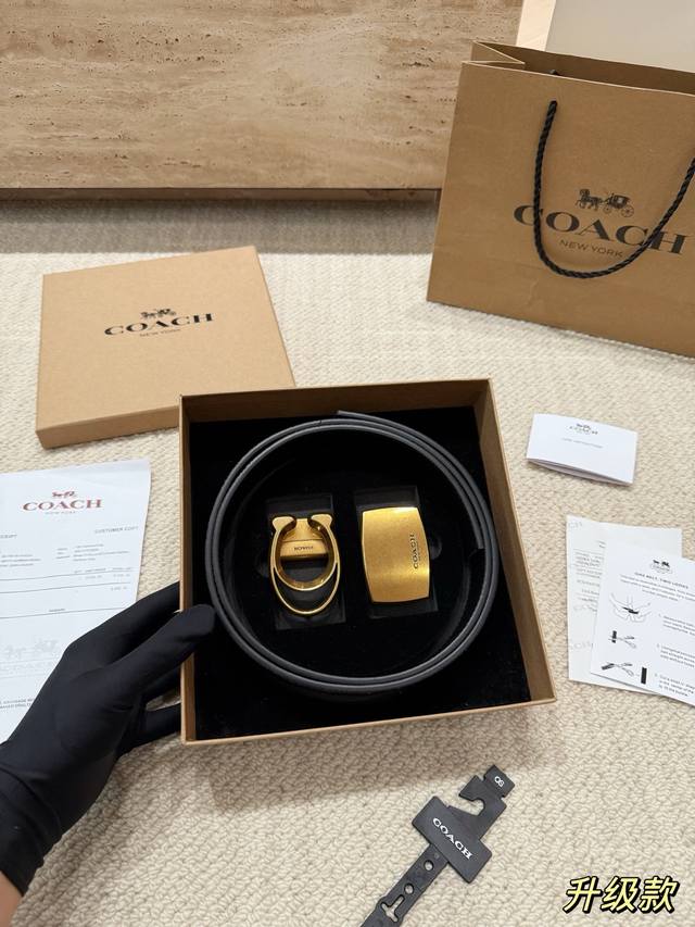 Upgraded High Version! Coach double-headed cowhide belt - the most popular vers