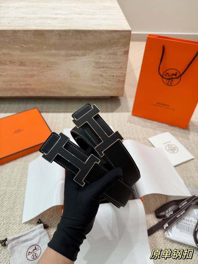 Steel buckle with full packaging Hermes leather belt A very nice New Year's gif
