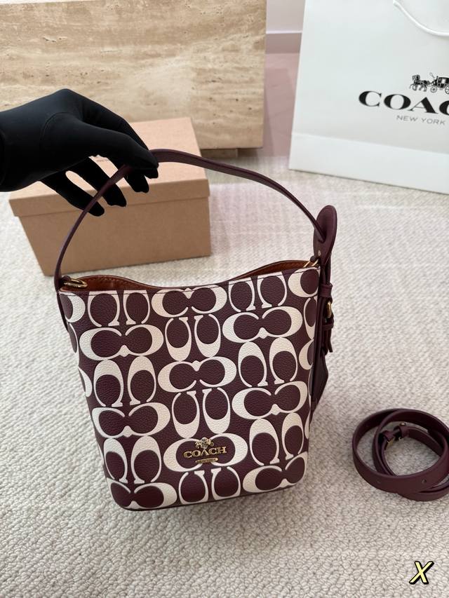 Coach bucket bag, transformable, printed Coach bag, looks amazing in person, la