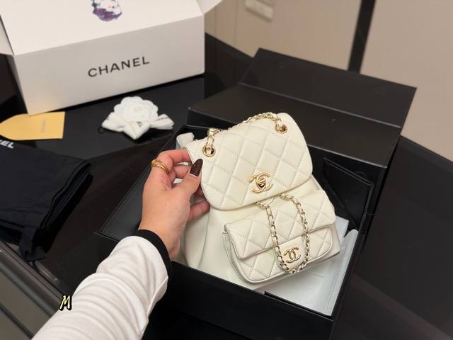 Comes with a folding box Size: 18*20Cm Chanel Duma Backpack The bag has a super